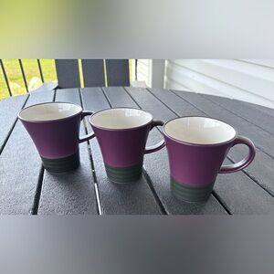 Pfaltzgraff  Tandem Purple/Black Matt Tapered Mugs Trio